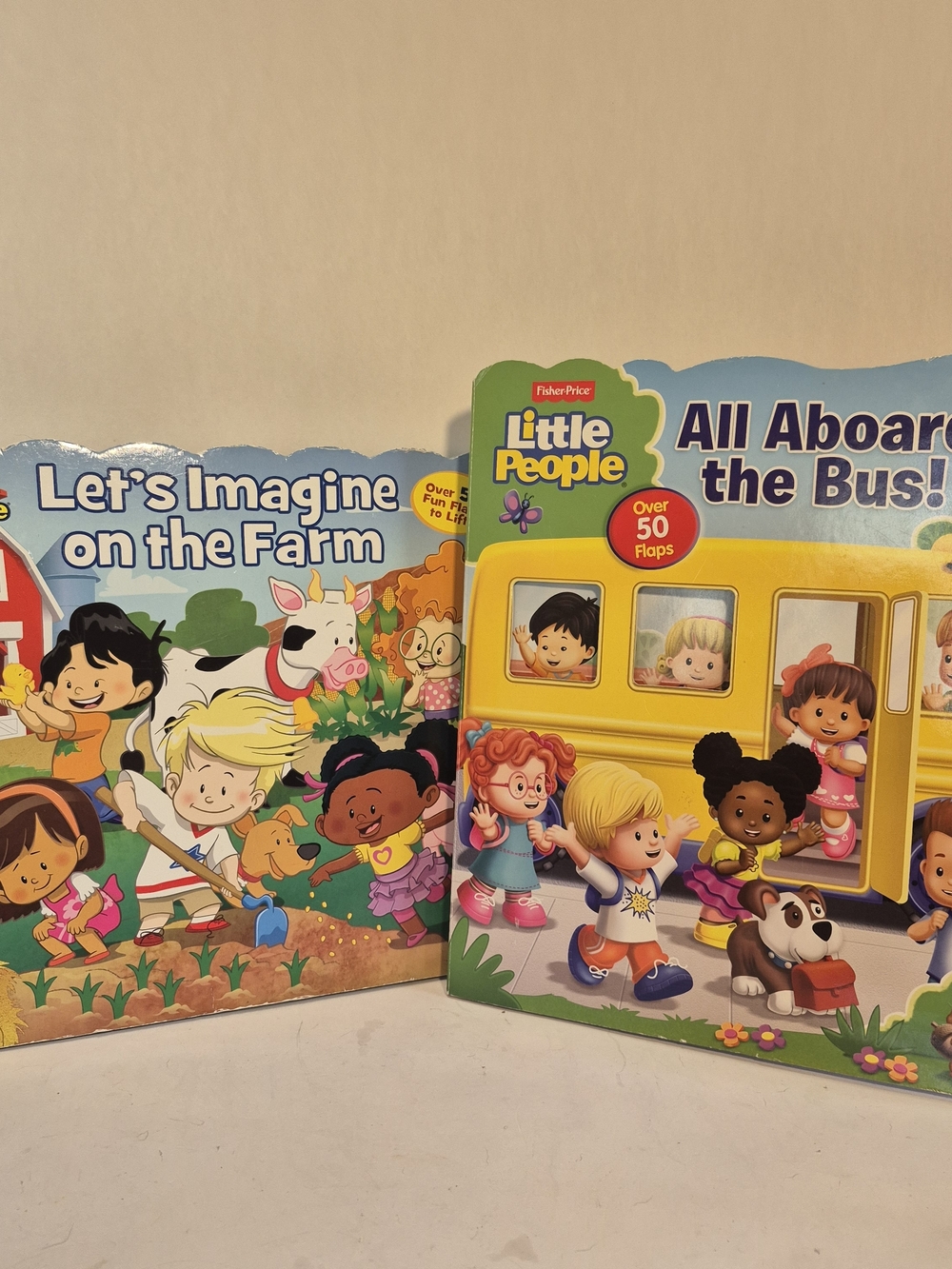 Fisher Price Little People Lift a Flap Books About The Zoo And The Bus
